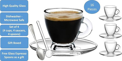 BOHEM'S Espresso Cups, 3.2 oz Small Demitasse Clear Glass Espresso Drinkware - Image 6