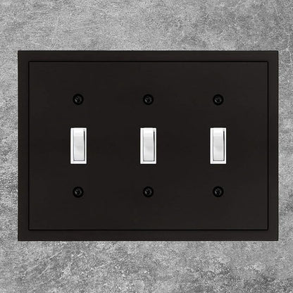 Modern Edge Decorative Wall Plate Switch Plate Outlet Cover, Durable Solid Zinc Alloy (Triple Toggle, Matte Black)