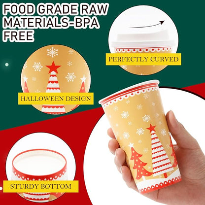 Tamone 100 PACK Christmas Cups 12OZ Disposable Coffee Cups - Image 3