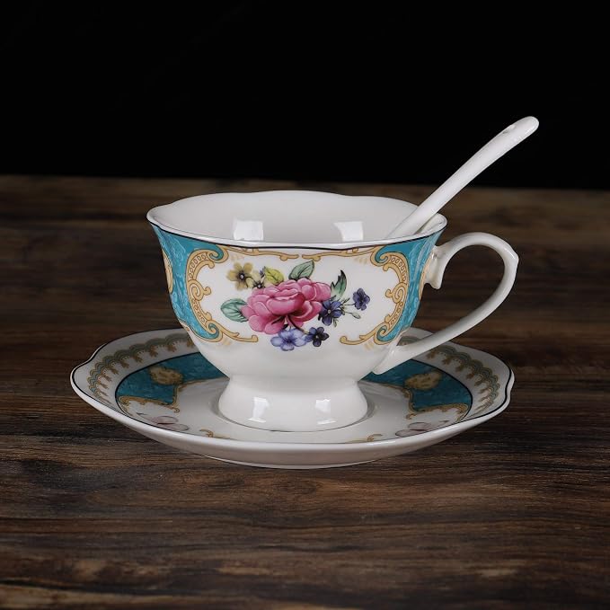 fanquare 15 Pieces European Retro Rose Tea Set, English Flora Tea Set - Image 7