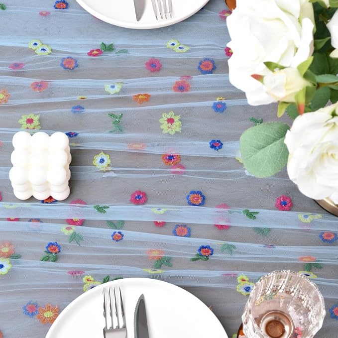 Flower Table Runner Floral Daisy Summer Birthday Party Garden Wedding Decor | - Image 6