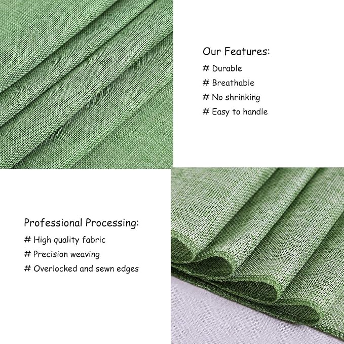 Light Green Burlap Table Runner 4 Packs Rustic Farmhouse Fabric 13x108 Inch | - Image 5