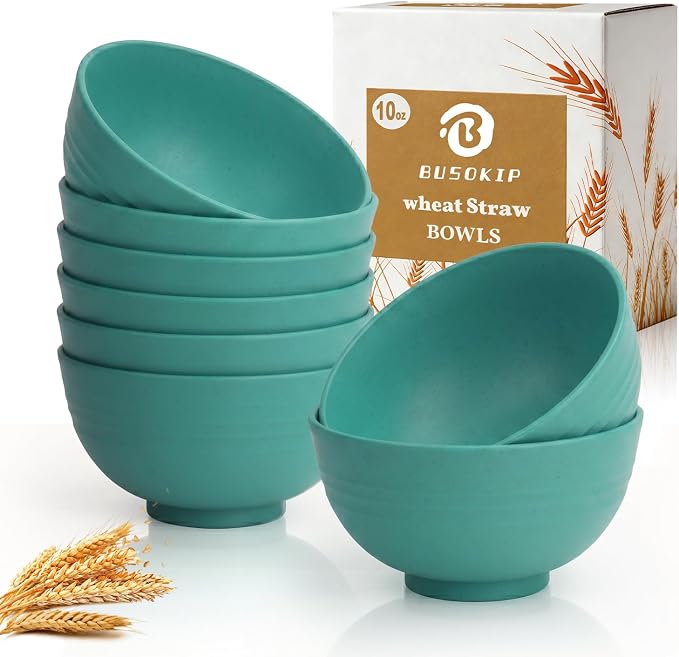 Mini Bowls Sets of 8, Unbreakable & Lightweight Wheat Straw Bowls 10oz by BUSOKIP