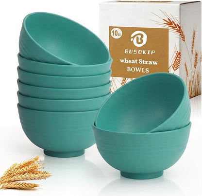 Mini Bowls Sets of 8, Unbreakable & Lightweight Wheat Straw Bowls 10oz by BUSOKIP
