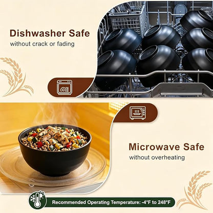 Ramen Bowls 60oz, Unbreakable & Lightweight Wheat Straw Bowls Sets of 8 - Image 4