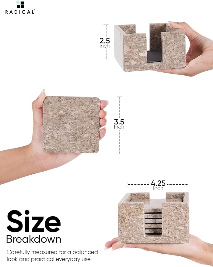 Radicaln Square Marble Coasters Set of 6 - Image 7