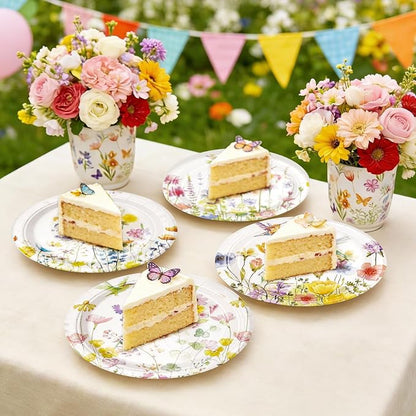 40 PCS Spring Floral Paper Plates - Image 2