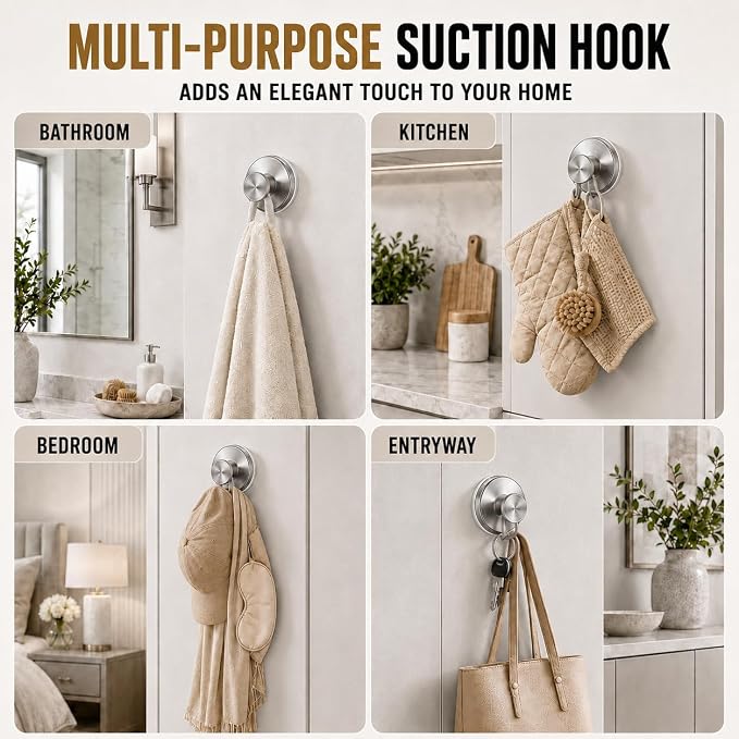 Suction Cup Hooks for Shower, Shower Hooks for Inside Shower, No Drill Bathroom - Image 4