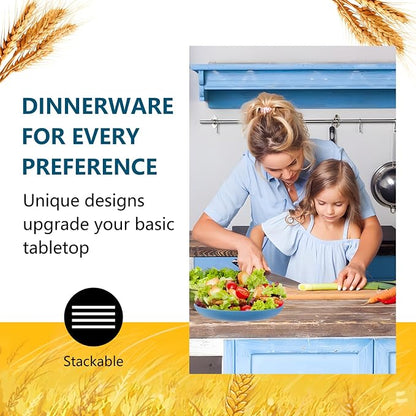 Rubtlamp 16pcs Wheat Straw Dinnerware Set, Unbreakable Plates And Bowls Sets of - Image 5