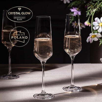 KROSNO Crystal Champagne Flute Glass | Set of 6 | 6.1 oz | Avant-Garde - Image 4