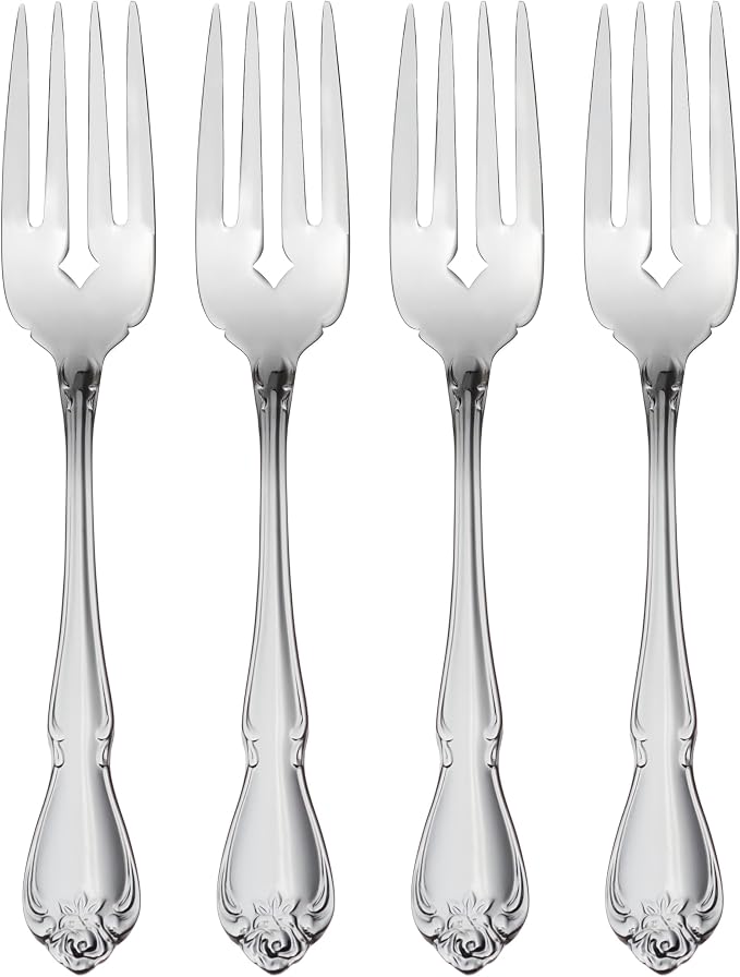 Oneida Silverware Set, True Rose Everyday Salad Forks 4-Piece Flatware Set by Oneida