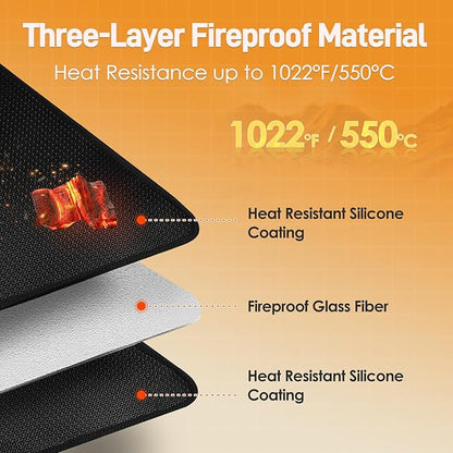 Extra Large Heat Resistant Mat for Countertop, 24 x 78in Fireproof Silicone Mats for Kitchen Counter, Easy to Clean Countertop Protector Mat for Air Fryer, Coffee Maker, Toaster, Oven, Black
