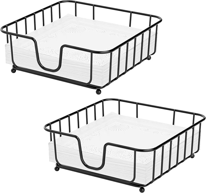 2 Pack Napkin Holder for Table, Napkin Holders for Paper Napkins, Flat Metal by GMFINE