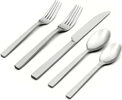Oneida Chefs Table Hammered 45 Piece Everyday Flatware Set, Service by Oneida
