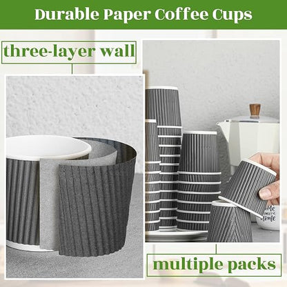 Yaomiao 200 Pcs 4 oz Disposable Espresso Coffee Cups Ripple Corrugated Paper - Image 4
