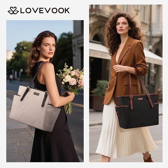 LOVEVOOK Laptop Tote Bag for Women, Lightweight Work Computer Briefcase Bag | - Image 2