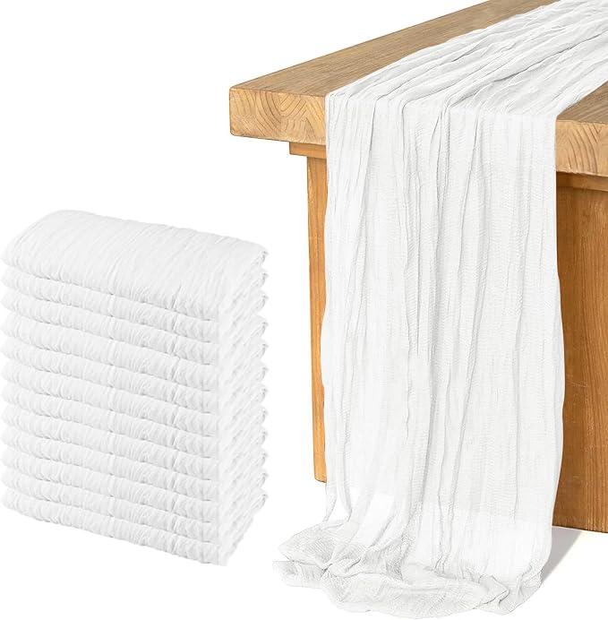 12 Pack Cheesecloth Table Runner, Runner Gauze Boho Wedding Decor Romantic by Home