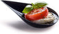 DLux 100 4-in Tear Drop Mini Appetizer Plates, Reusable Black Plastic Spoons - Desserts and Appetizers Dishes Serving Plate - Asian Spoon Set, Small Catering Dessert Tasting Cups - with Recipe Ebook