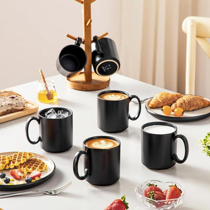 vancasso Porcelain Coffee Mugs Set of 6, 16 Oz Large Black Coffee Cups - Image 6