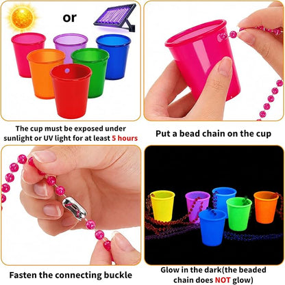 Cididu 24 Pack Shot Glass Necklaces Cups Glow in The Dark, Plastic Reusable - Image 5