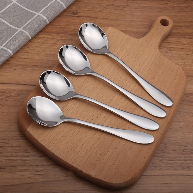 VANRA 4-Piece Children Spoons Round Stainless Steel Kids Dinner Spoons Child - Image 2