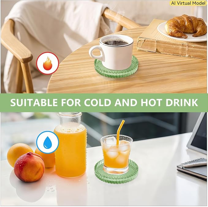 VIBRATITE 4 Inch Glass Coasters Set of 4, Crystal-Like Appearance - Image 5