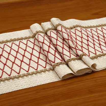 EMMTEEY Macrame Table Runner Boho Style 108 Inches Long, Hexagonal Red | - Image 3