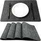 WAZAIGUR Waterproof Easy to Clean Heat Resistant Thick Faux Leather Washable Placemats Set of 4 Grey