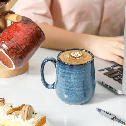 HASENSE Coffee Mugs Set of 4, 15 Oz Stoneware Coffee Cups - Image 6