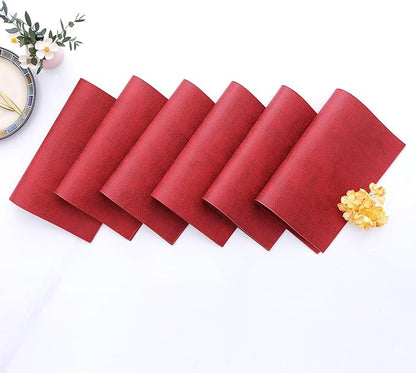 Homaxy Faux Leather Heat Resistant Placemats for Dining Table Set of 8, Waterproof Wipeable Washable PU Table Mats, Easy to Clean Anti-Slip Place Mats, 11.8" x 17", Red