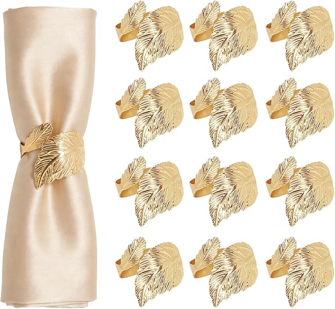 Napkin Rings Set of 6, Metallic Napkin Ring Holder Buckles | Napkin Ring Bulk by Unknown
