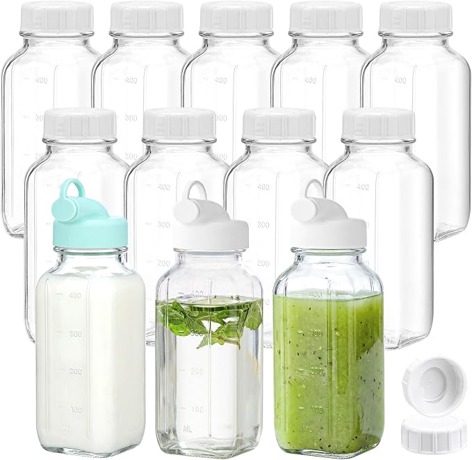 CUCUMI 12 Pack 16 Oz Glass Milk Bottles by CUCUMI