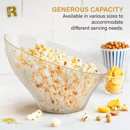 R-kay 6 Pack Glitter Angled Candy Bowls - Gold Plastic bowls 20 Oz - Premium Gold Plastic Serving Bowls Disposable Heavy Duty For Weddings Catering, parties, And All Occasions