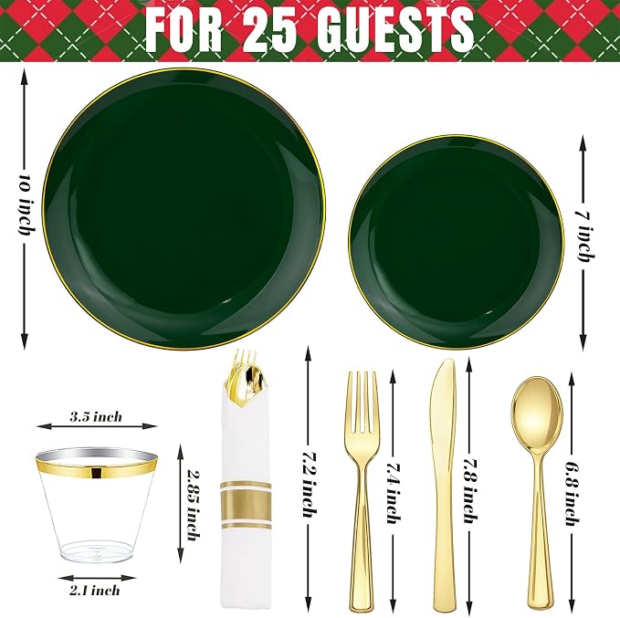 KIRE 175PCS Green Plastic Plates - Image 5