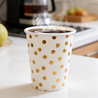 120 Pack White And Gold Paper Cups-9 oz Disposable Paper Cups - Image 4