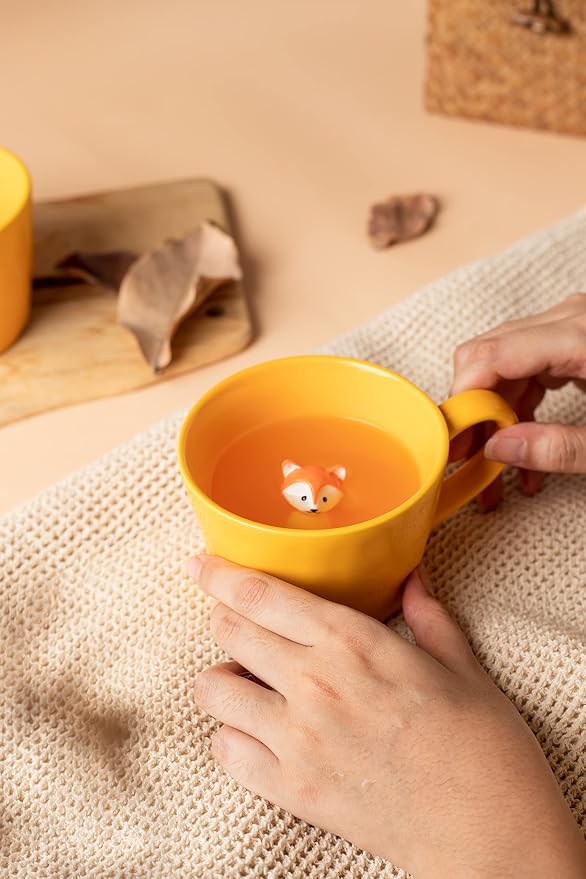 DIHOclub Fox Ceramic Cup Hidden 3D Animal Inside Mug, Cute Cartoon Handmade - Image 5