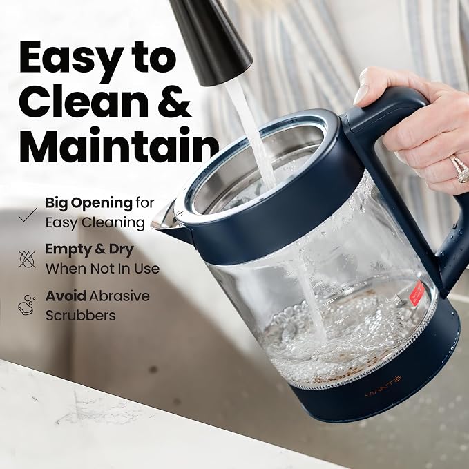 Viante Alba Electric Tea Kettle, No Plastic, Midnight Blue | Borosilicate glass - Image 9