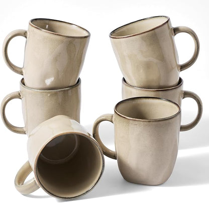 famiware Coffee Mugs Set of 6, Ocean Square 13oz Coffee Cup Set by Famiware
