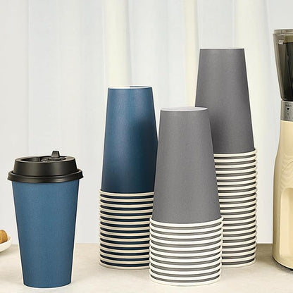 LITOPAK 100 Pack 16 oz Disposable Paper Coffee Cups - Image 3