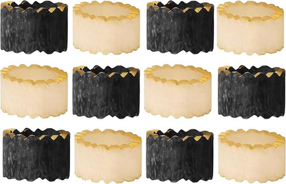 Rustic Epoxy Resin Napkin Rings, each 2x2x1 in., smooth finish, holiday dinners by CLEENTABLE