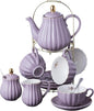 Jusalpha Porcelain Tea Set- 8 OZ Coffee/Teacup, Cup Holder, Serve of 4- by Jusalpha