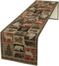 Retro Rustic Table Runner, Vintage Moose Deer Bear Leaf Tree Country Style by SXXLDNG