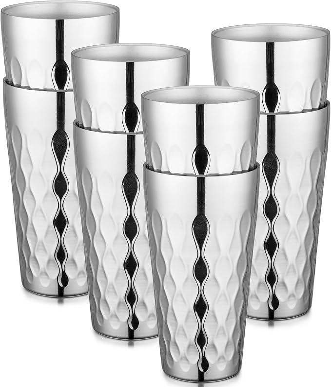 Beasea Stainless Steel Cups 19 oz, 8 Pack Large 18.6oz 550ml Stainless Steel by Beasea