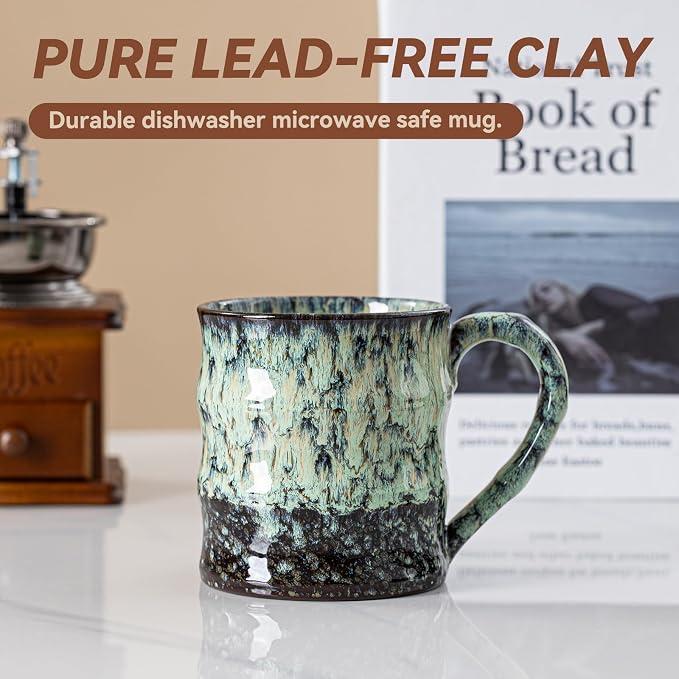 Unique Reactive Glaze Ceramic Coffee Mug - 15 oz Large Coffee Cup - Image 7