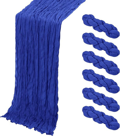 6 Pack Royal Blue Cheesecloth Table Runner, 17 x 108 Inch, Gauze Cheese Cloth by Yorcari