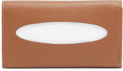 Leatherology Cognac Pocket Tissue Holder – Full-Grain Leather Travel Case with Snap Closure, Fits Standard Tissue Packs – Stylish & Compact Tissue Organizer for On-The-Go