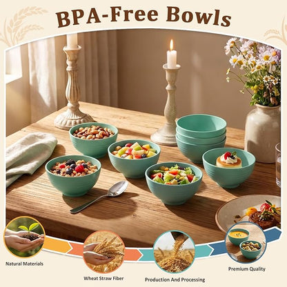 Mini Bowls Sets of 8, Unbreakable & Lightweight Wheat Straw Bowls 10oz - Image 3