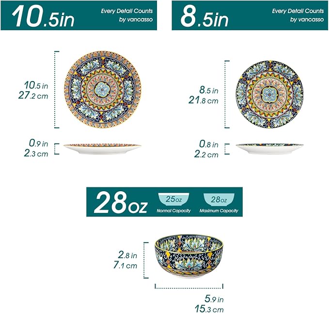 vancasso 12 Pieces Dinnerware Sets, Porcelain Dishes Set - Image 2