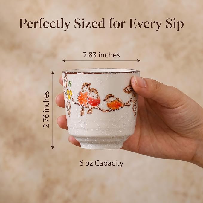 6 Oz Japanese Tea Cup, Ceramic Matcha Cup Set of 6, Small Handleless Teacup | - Image 3
