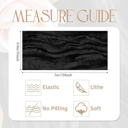 Cheesecloth Table Runner Black 10FT Boho Gauze Runner, 6 Pack | 120 Inch Cheese - Image 2